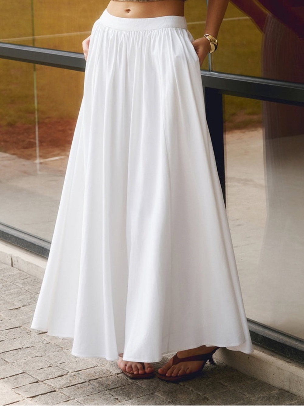 Commense Cotton pleated maxi skirt - Picture 2 of 4